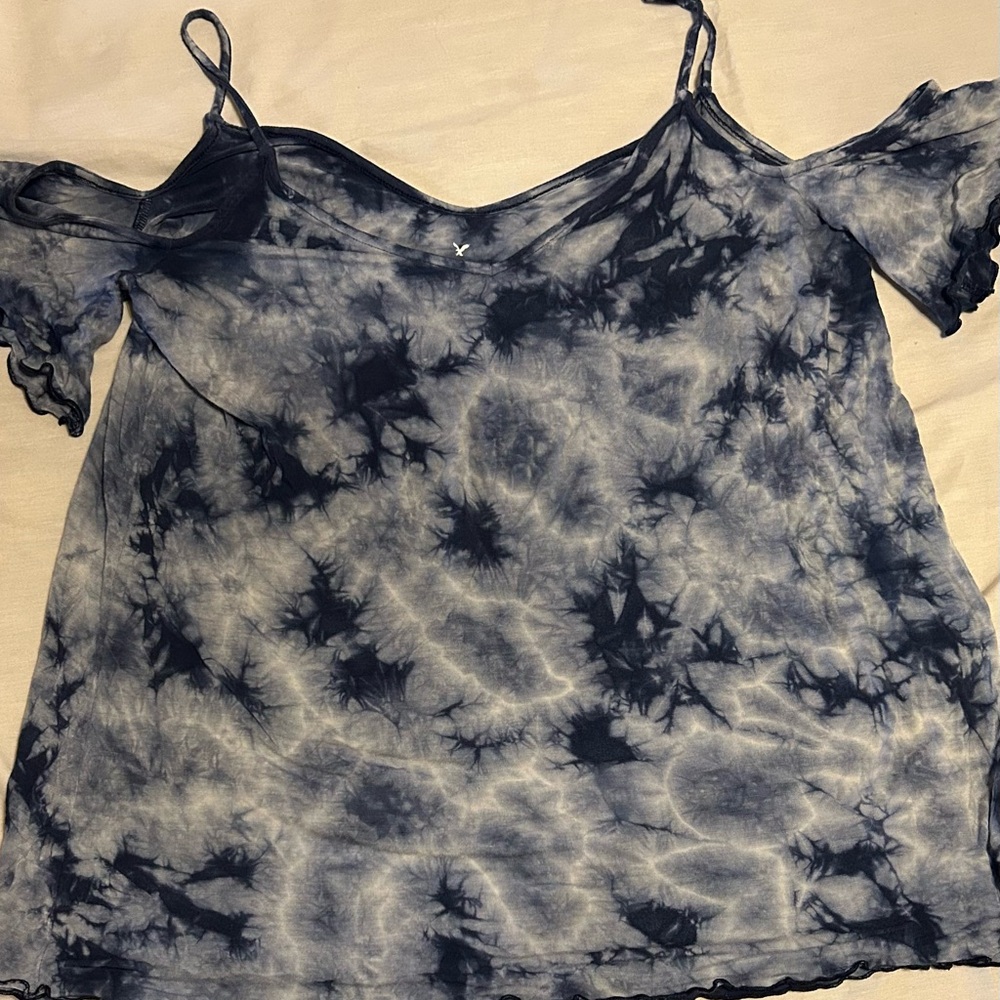 American Eagle Outfitters Blue Tie-Dye Blouse